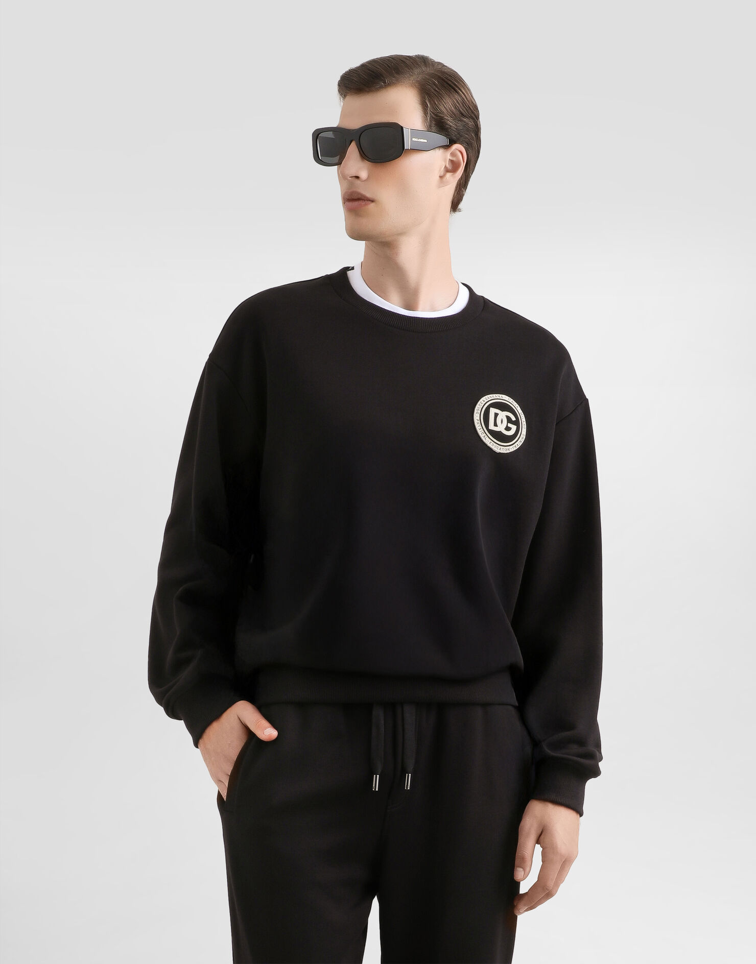 Dolce & Gabbana Jersey sweatshirt with patch Black G9AHSZG7PZG